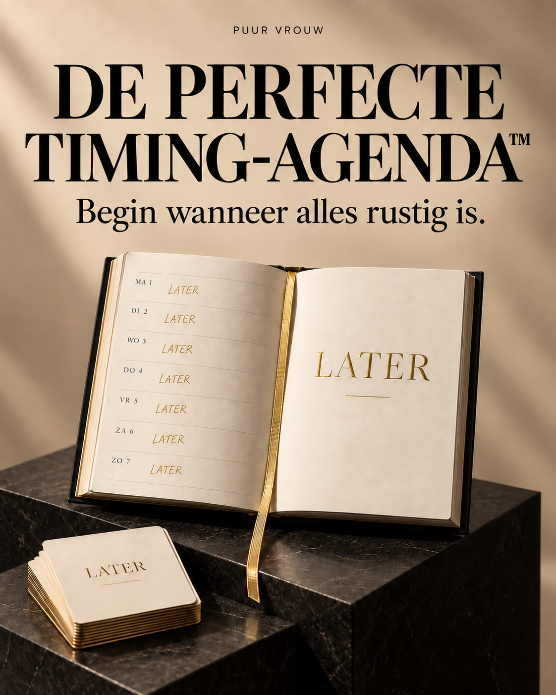 De Perfecte Timing-Agenda™ — Elke datum schuift netjes mee naar later.